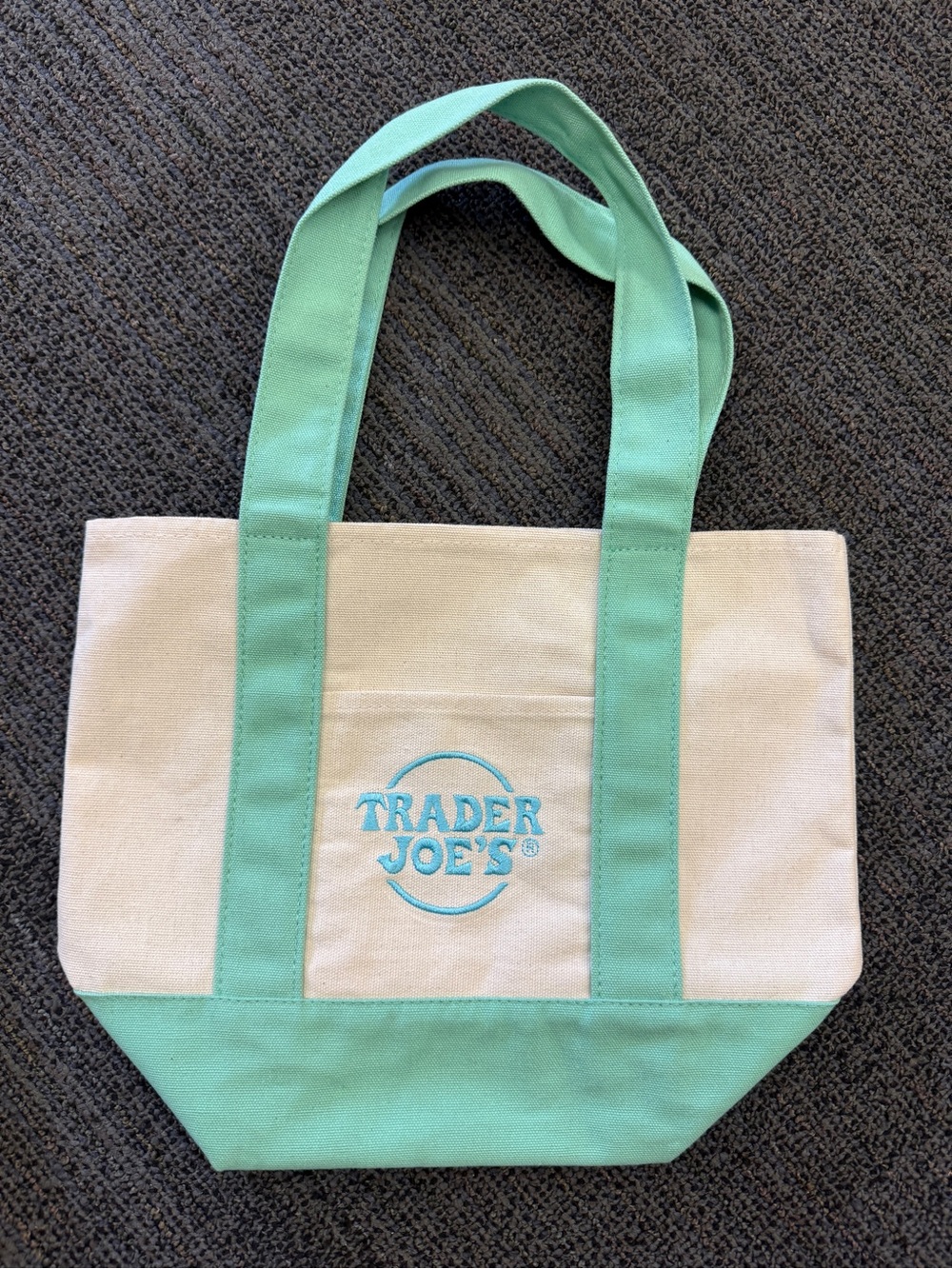 Mint Green and Cream Trader Joe’s Canvas Tote Bag